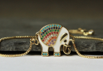 Armband Emaille Elefant Zirkonia als tierisch schönes Geschenk für Sie ein feiner echt vergoldeter Armschmuck mit Schiebeperle